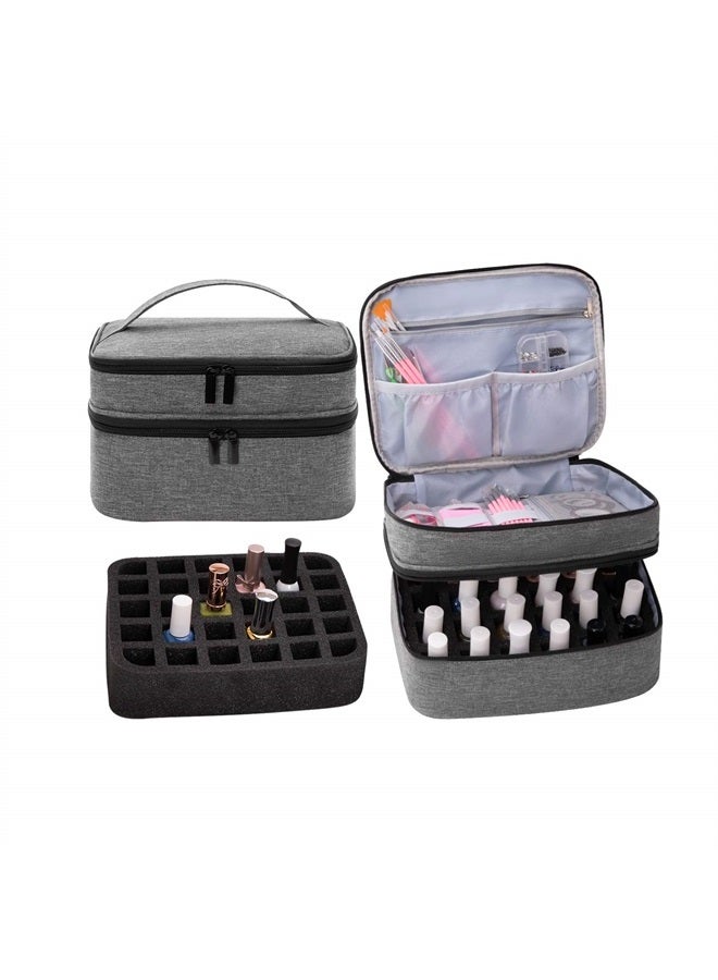 KGMCARE Travel Nail Polish Organizer, Holds 30 Bottles (15ml), Double-layer Nail Polish Carrying Case, Large Capacity Portable Storage Bag for Nail Varnish and Manicure Set - Image 1