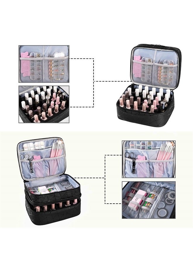 KGMCARE Travel Nail Polish Organizer, Holds 30 Bottles (15ml), Double-layer Nail Polish Carrying Case, Large Capacity Portable Storage Bag for Nail Varnish and Manicure Set - Image 2