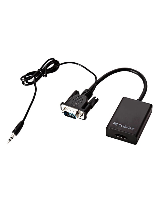 VGA To HDMI Output 1080P HD TV AV HDTV Audio Converter Adapter With USB Cable Black