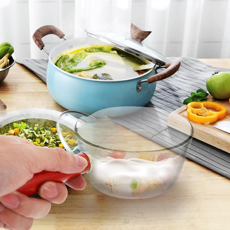 Small Wooden Handle Milk Saucepan, Glass Food Cooking Pot, Household Heating Pan for Breakfast and Soup, Kitchen Gadget for Stovetop Use - Image 5