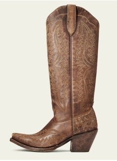 Loquat Cowboy Boots For Women Western Embroidered Cowgirl Boots Chunky Heel Wide Tube Boots Pull on Pointy Toe Vintage Boots Dark Brown  - Image 1