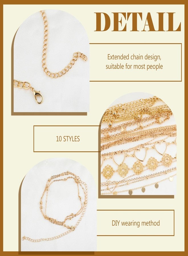 Resflyar 10 PCS Waist Belly Chain Belt for Women, Adjustable Waist Chain Summer Beach Waist Sexy Body Chains Jewelry Accessories, Multilayer Long Body Decorations for Body Girls, Gold - Image 3