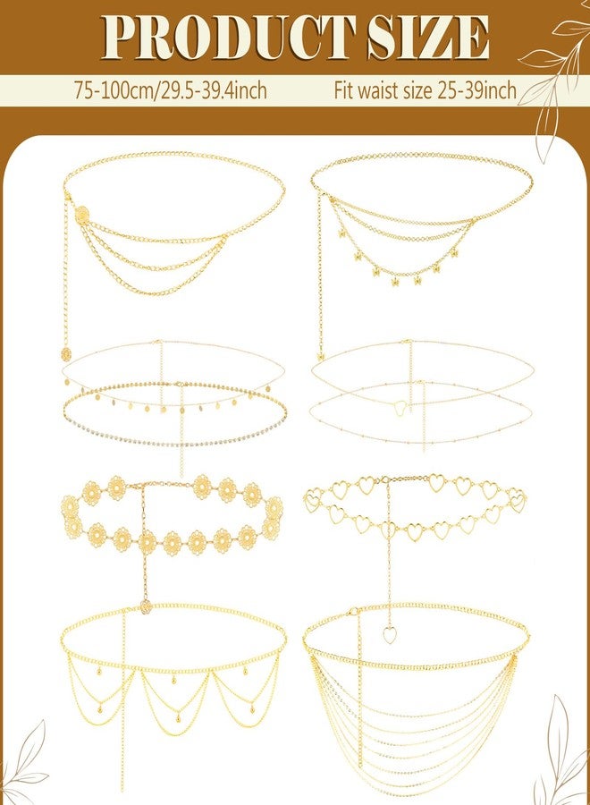Resflyar 10 PCS Waist Belly Chain Belt for Women, Adjustable Waist Chain Summer Beach Waist Sexy Body Chains Jewelry Accessories, Multilayer Long Body Decorations for Body Girls, Gold - Image 2