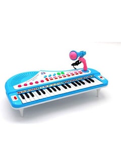 EASY FUTURE Kid's 37-Key Electronic Toy Keyboard Piano with Microphone Blue  - Image 1