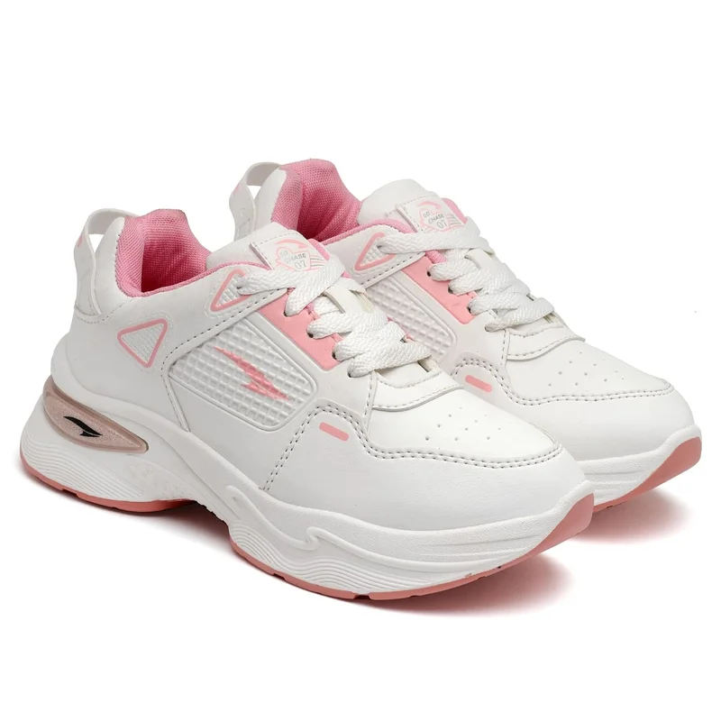 Asian Lightweight Offwhite Pink Sneakers for Women and Girls