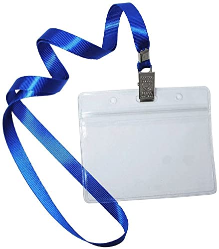 Bird Fiy Name Tags,Bird Fiy 50 Pcs Waterproof Type Clear Plastic Horizontal Name Tag Badge Id Card and 50 Pcs Blue Lanyard - Image 5