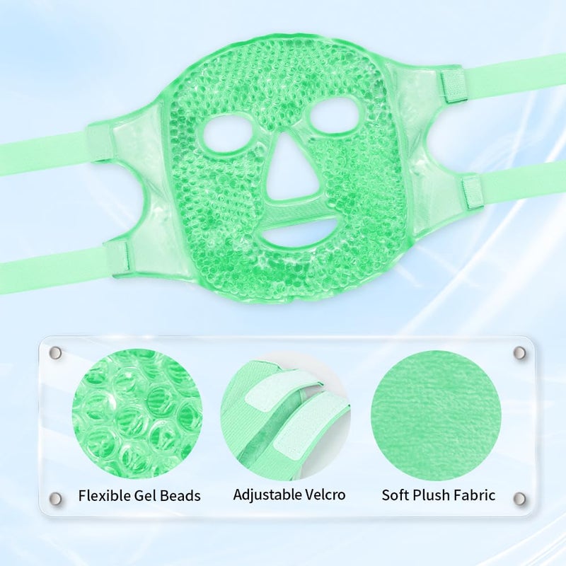 CONBELLA Cold Face Eye Masks Ice Face Mask Hot Cold Compress For Dark Circles, Puffiness, Migraines, Headache, Stress, Redness, Cooling Face Masks For Women Man, Skin Care - Image 3