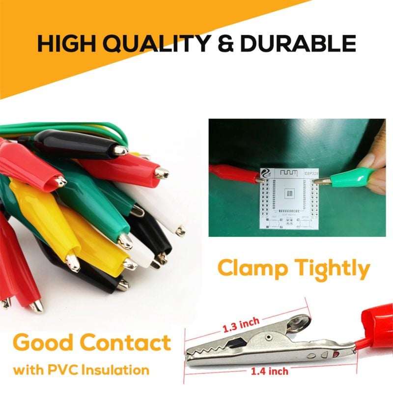 Electrical Alligator Clips: 40 Pcs 5 Colors 35 Mm Clip 49 Cm Length, Insulated Pvc Material - Detachable Design, High-end Grip Test Leads For Electronics Experiment, Circuit Connection, Electrical Tes - Image 5