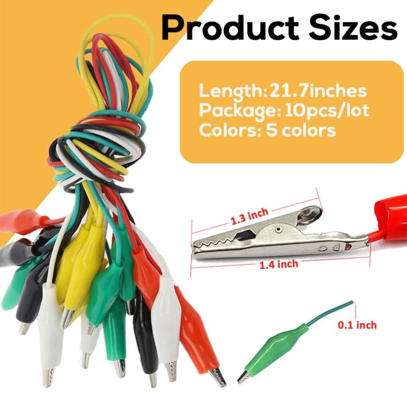 Electrical Alligator Clips: 40 Pcs 5 Colors 35 Mm Clip 49 Cm Length, Insulated Pvc Material - Detachable Design, High-end Grip Test Leads For Electronics Experiment, Circuit Connection, Electrical Tes - Image 2