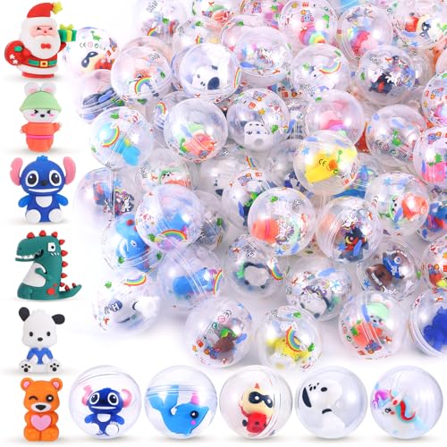 Joottuan 100 Pack Gumball Vending Machine Capsules with Cute Cartoon Mini Toy Small Filled Toys Capsules for Kindergarten Gift Christmas Easter Basket Stuffers Cute Egg（45mm） - Image 1