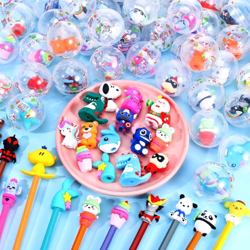 Joottuan 100 Pack Gumball Vending Machine Capsules with Cute Cartoon Mini Toy Small Filled Toys Capsules for Kindergarten Gift Christmas Easter Basket Stuffers Cute Egg（45mm） - Image 5