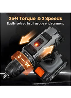 BOSS LIFE STYLE Cordless Drill 36V Battery Drill with 2 Batteries 2.0Ah 42 Nm Power Electric Drills Cordless 25+1 Torque 2 Speed Drill for DIY  - Image 2