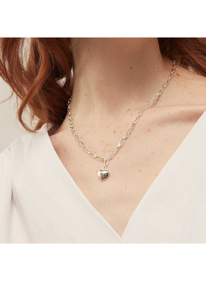 Puffed Heart & Chain Link Necklace 18"