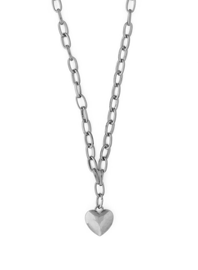 Puffed Heart & Chain Link Necklace 18"