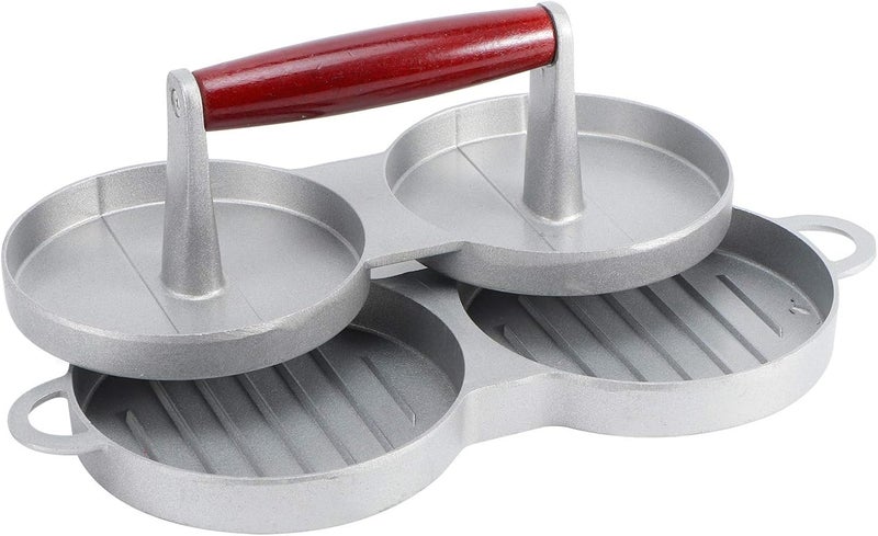 Hamburger Press Professional NonStick Patty Maker Mold for DIY Hamburger Patty Mold Making with Wood Handle for Home Kitchen 2 Grids - Image 3