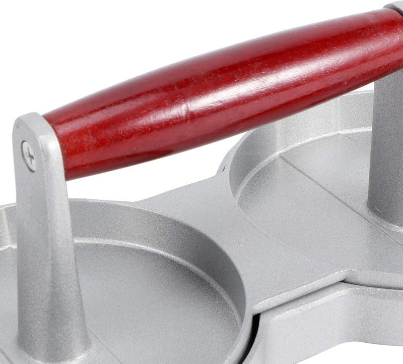 Hamburger Press Professional NonStick Patty Maker Mold for DIY Hamburger Patty Mold Making with Wood Handle for Home Kitchen 2 Grids - Image 2