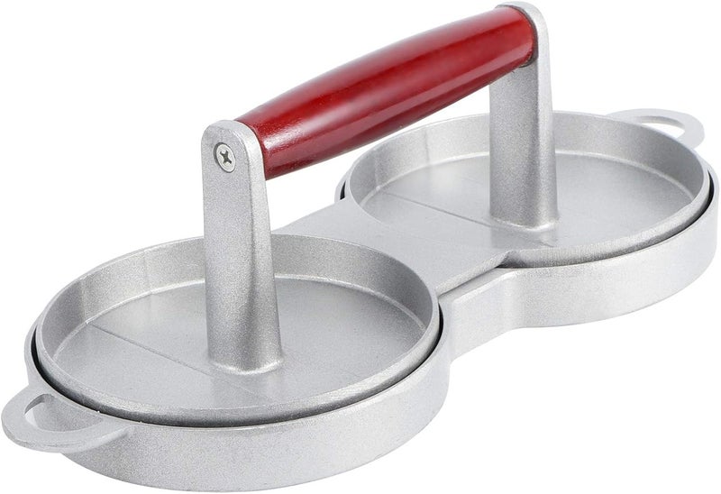 Hamburger Press Professional NonStick Patty Maker Mold for DIY Hamburger Patty Mold Making with Wood Handle for Home Kitchen 2 Grids - Image 5