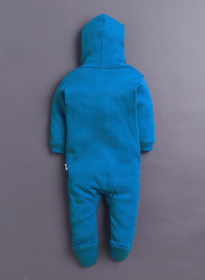 BUMZEE Baby Boys Cotton Full Sleeves Pack of 2 Hooded Sleepsuit Royal Blue & White - New Born (Peb11021A-rbl) - Image 3