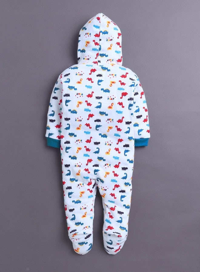 BUMZEE Baby Boys Cotton Full Sleeves Pack of 2 Hooded Sleepsuit Royal Blue & White - New Born (Peb11021A-rbl) - Image 5