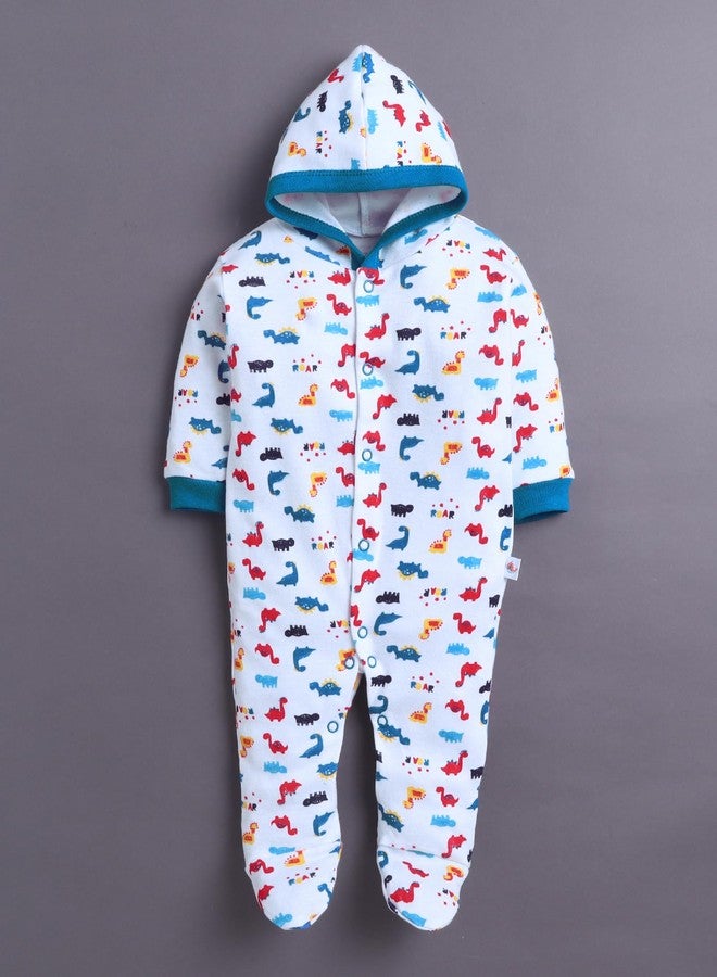 BUMZEE Baby Boys Cotton Full Sleeves Pack of 2 Hooded Sleepsuit Royal Blue & White - New Born (Peb11021A-rbl) - Image 4