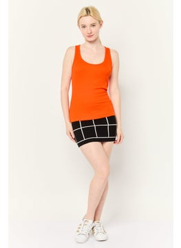 ESPRIT Women Scoop Neck Sleeveless Ribbed Tank Top, Dark Orange  - Image 2