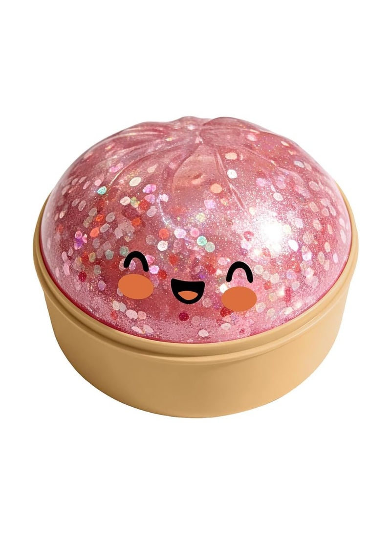 saykfoe Simulation Glitter Dumpling Fidget Toy, Soft Squeeze Squishy Toy with Steamer Box, Anti Anxiety Sensory Toys, Cute Home Table Decor, Novelty Birthday Daily Gifts for All Ages - Image 1