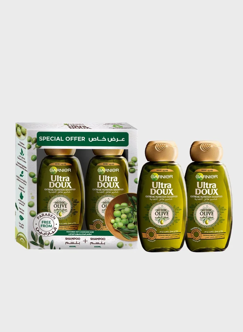 garnier Ultra Doux - Mythic Olive Shampoo 400ml + Shampoo 400 ml, Savings 28%