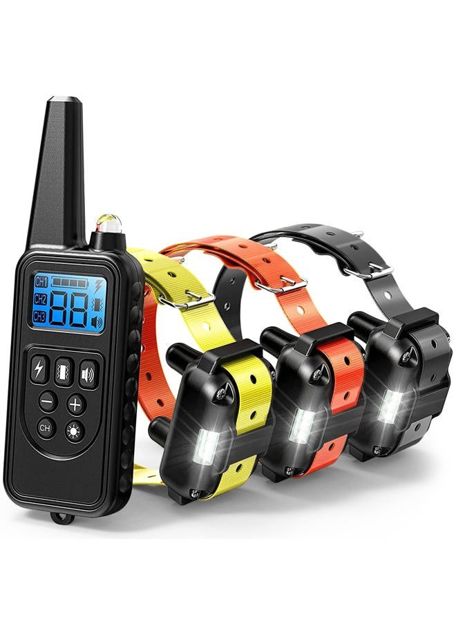 F-color Dog Training Collar, Range 2600ft Dog Shock Collar with Remote Rechargeable Waterproof with 4 Modes Light Beep Vibrating Shock Collar for Medium Large Dogs Breed, 3 Pack - Image 1