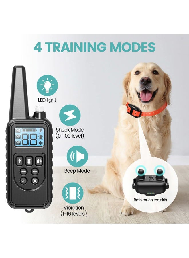 F-color Dog Training Collar, Range 2600ft Dog Shock Collar with Remote Rechargeable Waterproof with 4 Modes Light Beep Vibrating Shock Collar for Medium Large Dogs Breed, 3 Pack - Image 2