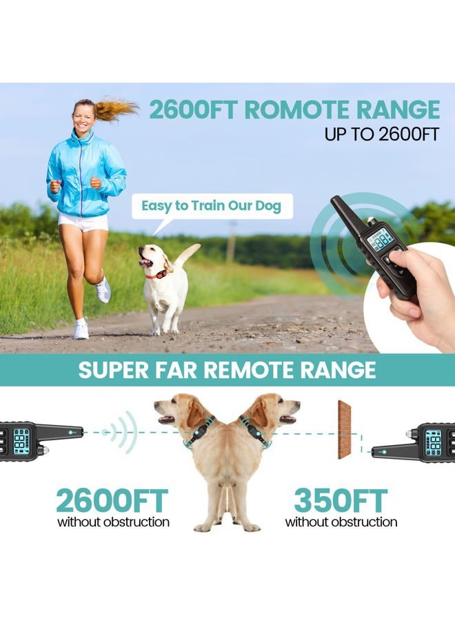 F-color Dog Training Collar, Range 2600ft Dog Shock Collar with Remote Rechargeable Waterproof with 4 Modes Light Beep Vibrating Shock Collar for Medium Large Dogs Breed, 3 Pack - Image 3