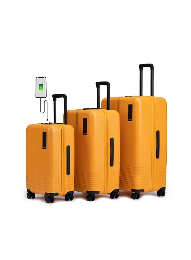 موكوبارا للتجارة ذ.م.م طقم حقائب سفر  قطع - بولي كربونات ماكرولون ألماني، أصفر صن سايد، أصفر