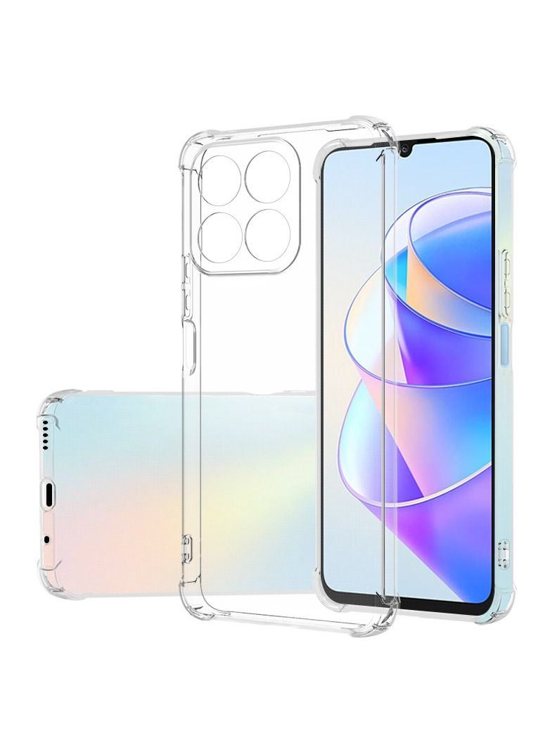 For Honor X8a Phone Case Transparent Soft Silicone Shockproof Protection Back Cover with 4 Protective Bumper