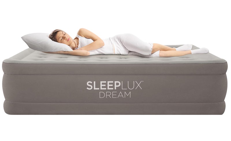 SLEEPLUX مرتبة هوائية فاخرة SLEEPLUX دريم كوين، مضخة مزدوجة مدمجة، تبقى منتفخة طوال الليل، بارتفاع 18 بوصة، مرتبة هوائية مزدوجة الارتفاع مع شعاع لولبي، للضيوف، تخييم RV والمنزل، ضمان لمدة سنة - Image 1