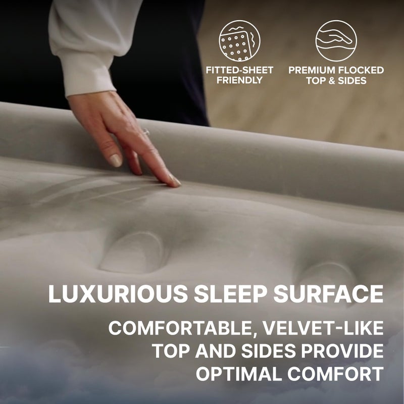 SLEEPLUX مرتبة هوائية فاخرة SLEEPLUX دريم كوين، مضخة مزدوجة مدمجة، تبقى منتفخة طوال الليل، بارتفاع 18 بوصة، مرتبة هوائية مزدوجة الارتفاع مع شعاع لولبي، للضيوف، تخييم RV والمنزل، ضمان لمدة سنة - Image 5