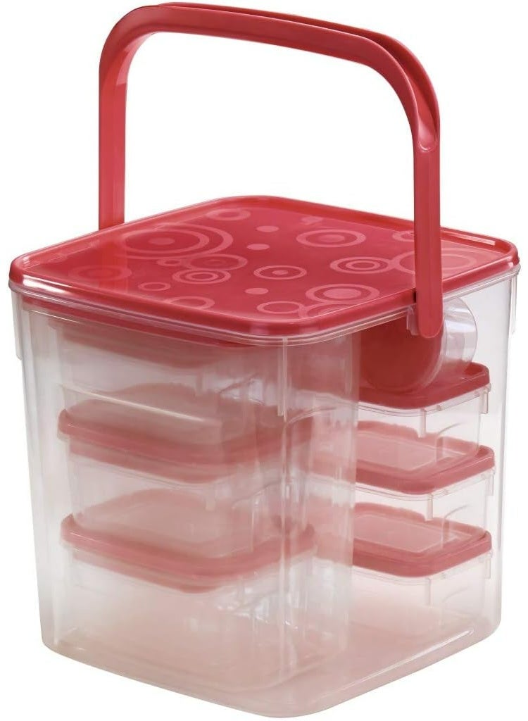 Xavax 18-Piece Food Storage Container Set, Plastic, Red, Universal - Image 1