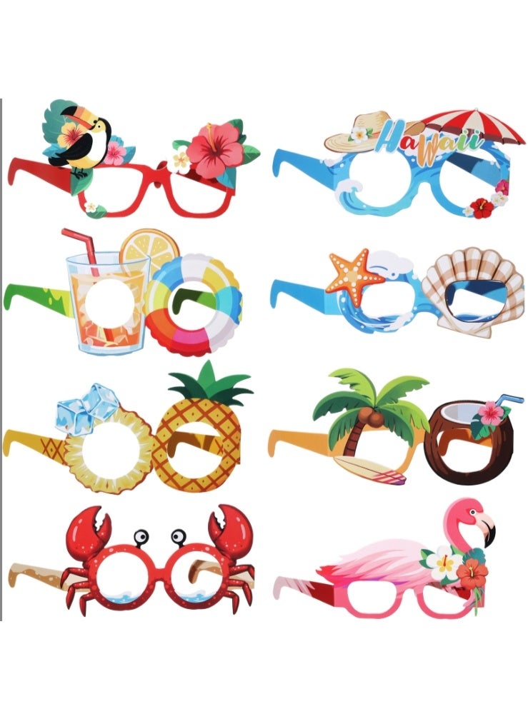 8 Pairs Funny Hawaiian Glasses, Tropical Fancy Dress Props, Fun Summer Kids Party Favors, Beach Themed Party Supplies Decoration - Image 2
