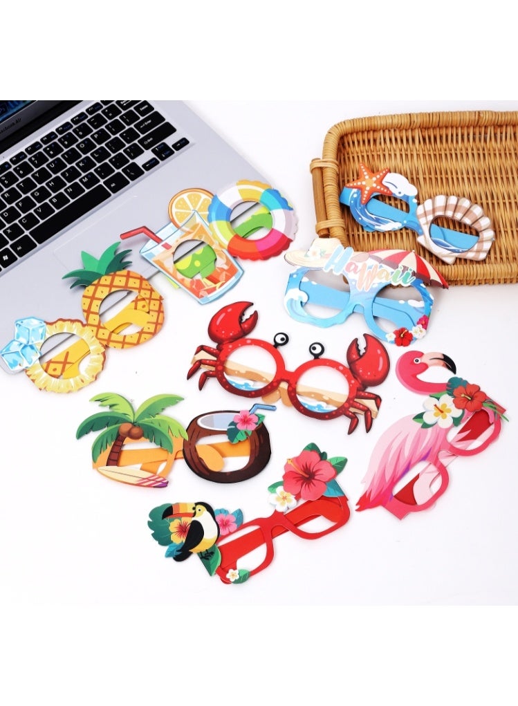 8 Pairs Funny Hawaiian Glasses, Tropical Fancy Dress Props, Fun Summer Kids Party Favors, Beach Themed Party Supplies Decoration - Image 3