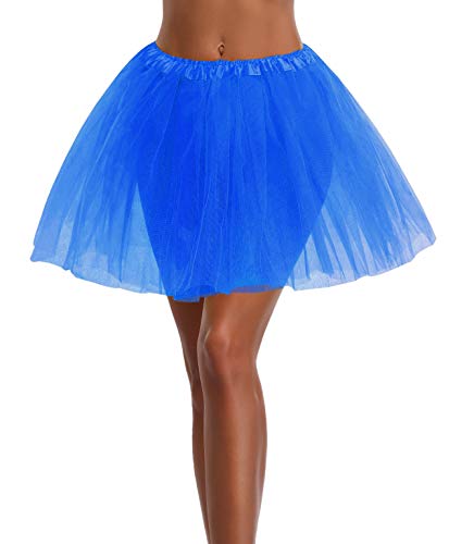 v28 Women's, Teen, Adult Classic Elastic 3, 4, 5 Layered Tulle Tutu Skirt (One Size, 3Layer-Navy) - Image 1