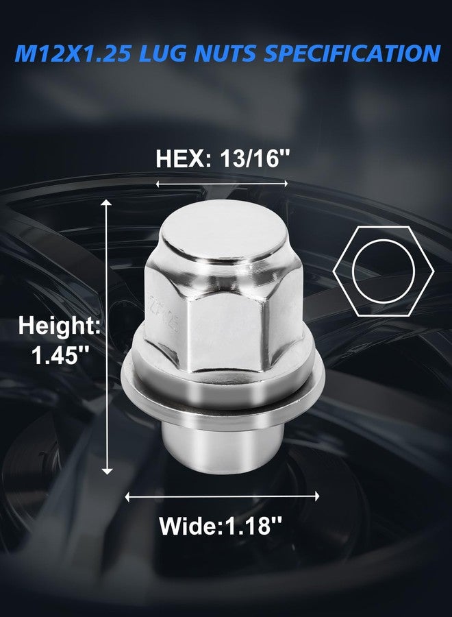 TAGMORE M12x1.25 Lug Nuts - 20pcs OEM Wheel Lug Nuts Compatible with Nissan Altima, Quest, Rogue, Tsuru, Infiniti Q45, Q50, Q70, JX35 Chrome Acorn Wheel Nuts - Image 2