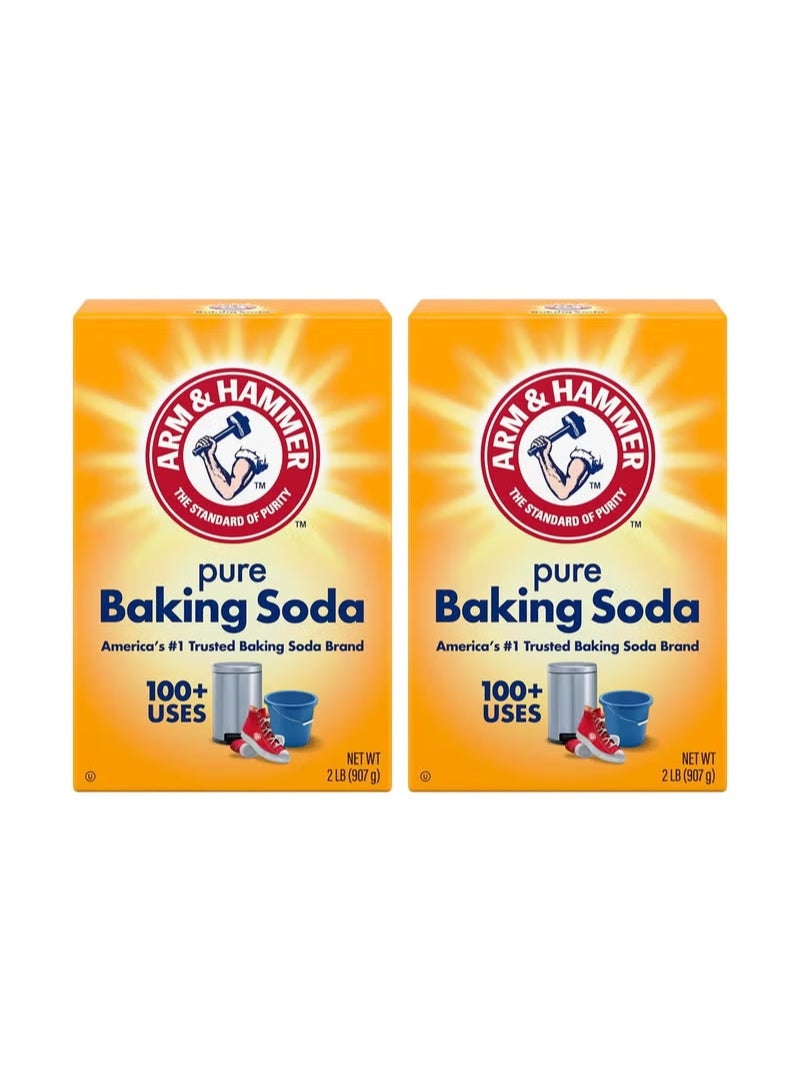 Arm & Hammer Arm & Hammer Pure Baking Soda 907g Pack of 2 Multi Purpose Cleaner Deodorizer Laundry Booster Odor Remover Natural Household Cleaning Powder