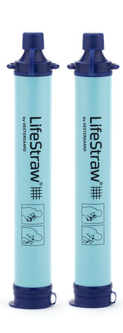 LifeStraw Personal Water Filter for Hiking, Camping, Travel, and Emergency Preparedness, 2 Pack, Blue - Image 1
