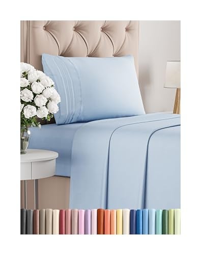 CGK Unlimited Twin Size 3 Piece Sheet Set  Comfy Breathable  Cooling Bed Sheets Set  Hotel Luxury Bedding for Women Men Kids Teens Boys  Girls  Deep Pockets UltraSoft Wrinkle Free  OekoTex  Sky Blue 