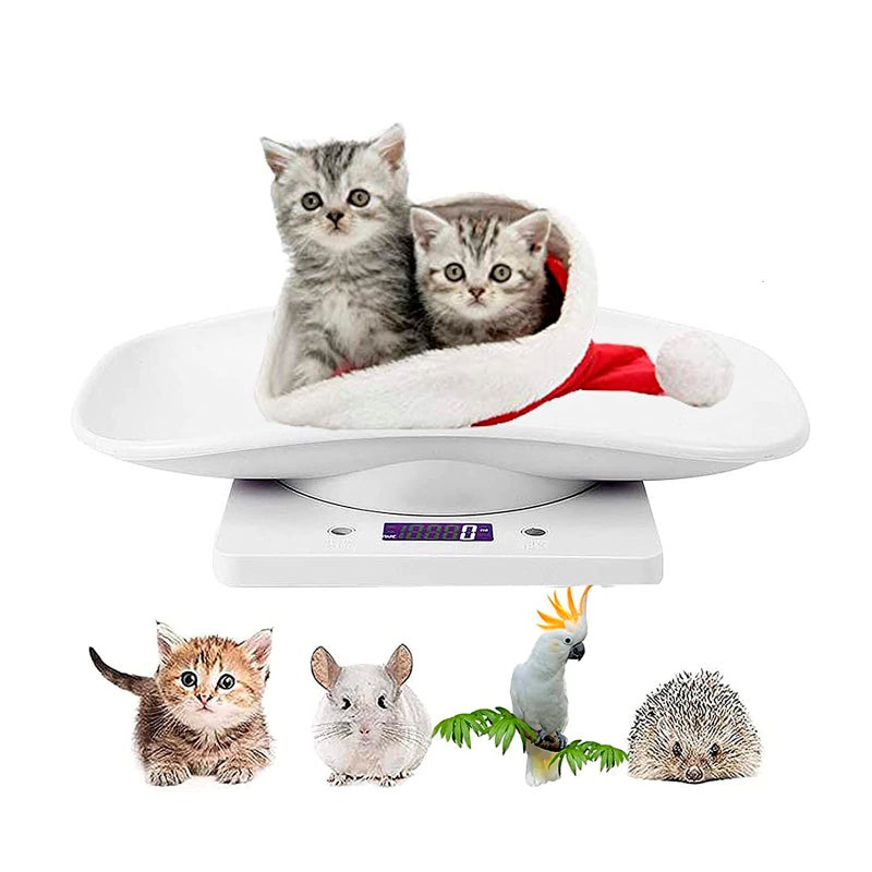 LFGKeng Newborn Kitten & Puppy Weight Scale, Multifunctional Digital Pet Scale, LCD Electronic Small Animal Food Scale, Weighing Max 33lbs, Tray Size 12" x 8", Not for Adult Cats/Dogs (White) - Image 1