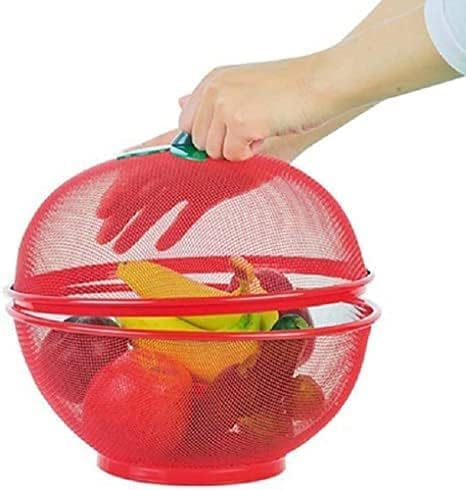 Treeneral Fruit Basket with Net Cover shape Vegetables Fruit Storage box pack1 stainless steel Fruit vegetables BaSket PACK OF 1 - Image 1