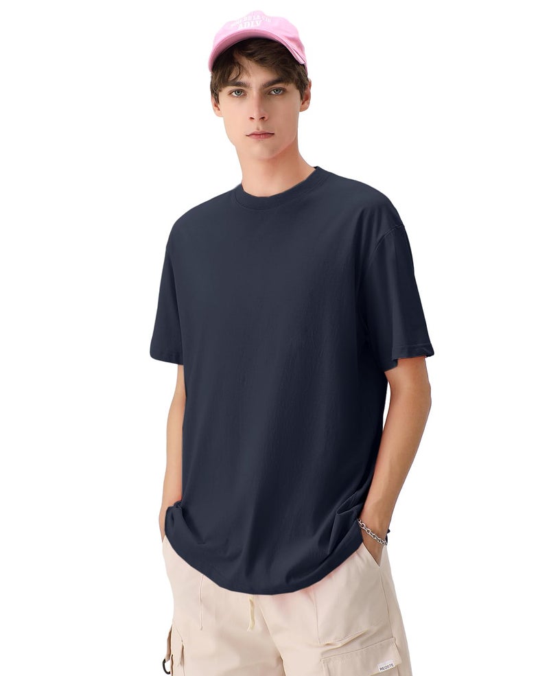 SnowElve 3 Pack Mens Oversized T-Shirts Fashion Loose Fit Crewneck Tshirt Streetwear Heavyweight Short Sleeve Tee Shirt Gym Workout Tops(WTNVBK,L) - Image 4