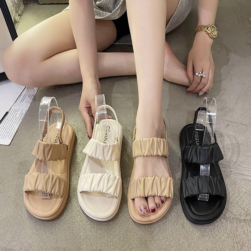 2024 Trendy Ladies Flat Sandals Comfortable Fashion Summer Black  - Image 4