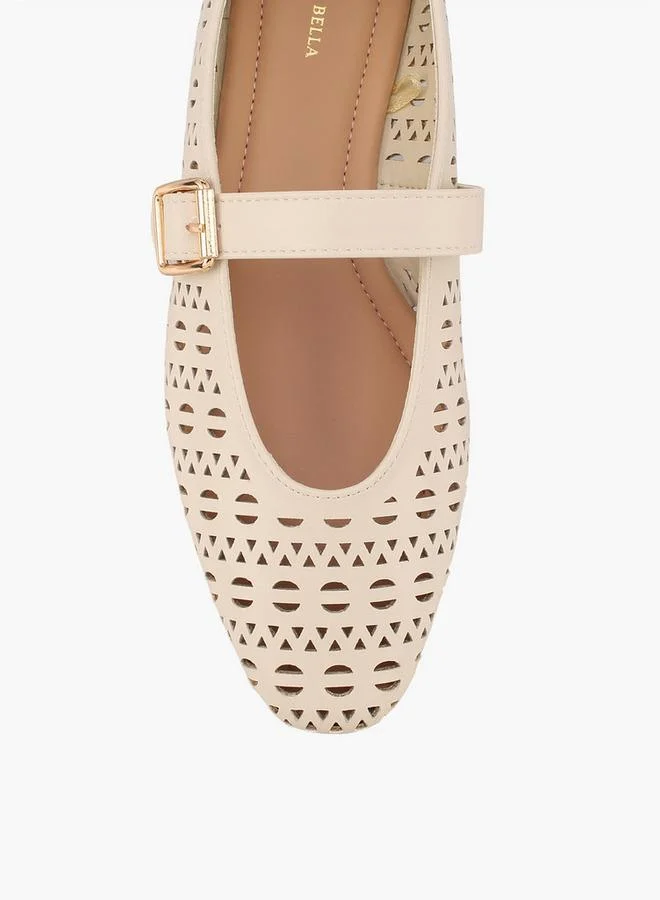 Flora Bella By Shoexpress CREAM Women Buckle Closure Mary Jane Shoes for Women | Best Price UAE