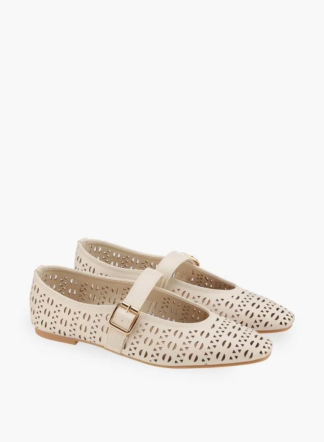 Flora Bella By Shoexpress CREAM Women Buckle Closure Mary Jane Shoes for Women | Best Price UAE