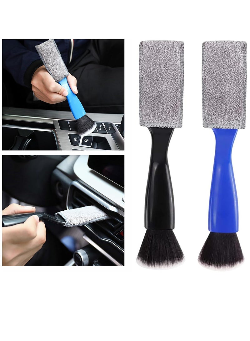 BIGTHREE Double Head Brush for Car Cleaning, Portable Car Interior Detailing Brush Car Dust Brush, 2 Pcs Super Soft Bristles Brush for Car Cleaning Seat Brush for Cleaning Air Vent Dashboard Screen - Image 1