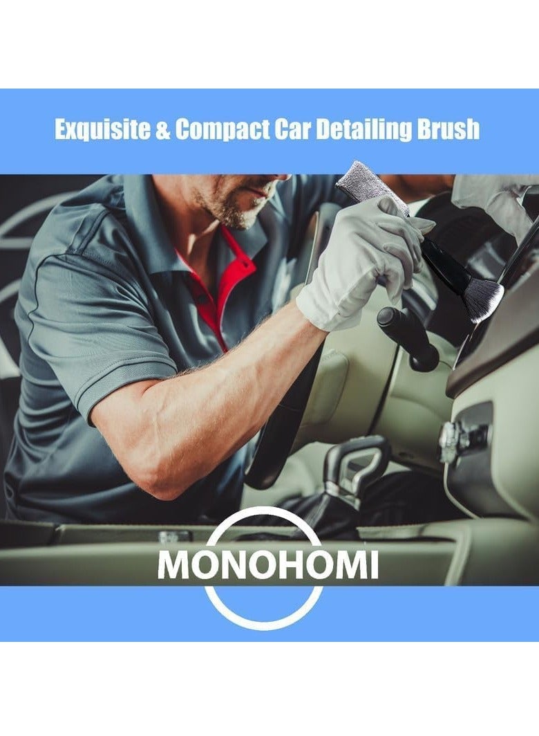 BIGTHREE Double Head Brush for Car Cleaning, Portable Car Interior Detailing Brush Car Dust Brush, 2 Pcs Super Soft Bristles Brush for Car Cleaning Seat Brush for Cleaning Air Vent Dashboard Screen - Image 2